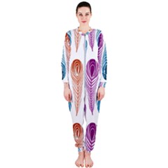 Pen Peacock Colors Colored Pattern Onepiece Jumpsuit (ladies)