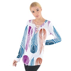 Pen Peacock Colors Colored Pattern Tie Up T-shirt