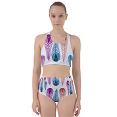 Pen Peacock Colors Colored Pattern Racer Back Bikini Set