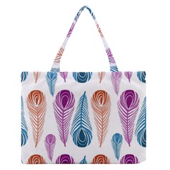 Pen Peacock Colors Colored Pattern Zipper Medium Tote Bag