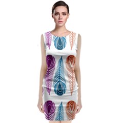 Pen Peacock Colors Colored Pattern Sleeveless Velvet Midi Dress