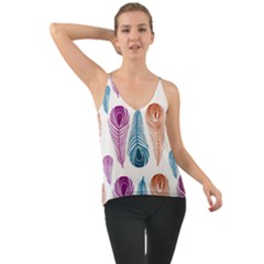 Pen Peacock Colors Colored Pattern Chiffon Cami by Maspions