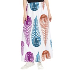 Pen Peacock Colors Colored Pattern Maxi Chiffon Skirt