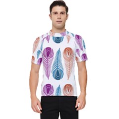 Pen Peacock Colors Colored Pattern Men s Short Sleeve Rash Guard