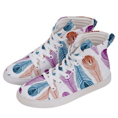 Pen Peacock Colors Colored Pattern Men s Hi-top Skate Sneakers by Maspions