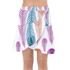 Pen Peacock Colors Colored Pattern Wrap Front Skirt