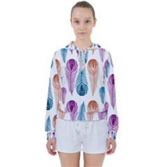 Pen Peacock Colors Colored Pattern Women s Tie Up Sweat