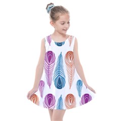 Pen Peacock Colors Colored Pattern Kids  Summer Dress