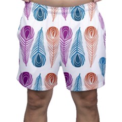 Pen Peacock Colors Colored Pattern Men s Shorts