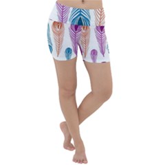 Pen Peacock Colors Colored Pattern Lightweight Velour Yoga Shorts