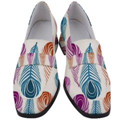 Pen Peacock Colors Colored Pattern Women s Chunky Heel Loafers