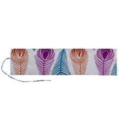 Pen Peacock Colors Colored Pattern Roll Up Canvas Pencil Holder (l) by Maspions