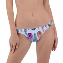 Pen Peacock Colors Colored Pattern Ring Detail Bikini Bottoms