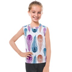 Pen Peacock Colors Colored Pattern Kids  Mesh Tank Top