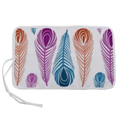 Pen Peacock Colors Colored Pattern Pen Storage Case (m)