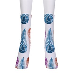 Pen Peacock Colors Colored Pattern Crew Socks by Maspions