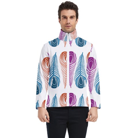 Pen Peacock Colors Colored Pattern Men s Bomber Jacket by Maspions