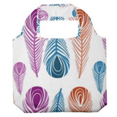 Pen Peacock Colors Colored Pattern Premium Foldable Grocery Recycle Bag