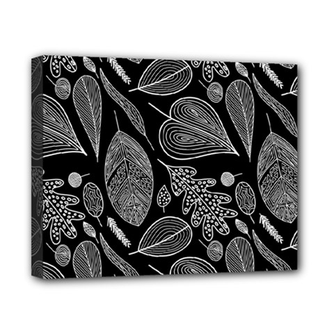 Leaves Flora Black White Nature Canvas 10  X 8  (stretched)