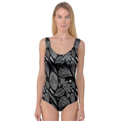 Leaves Flora Black White Nature Princess Tank Leotard 