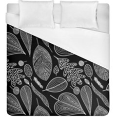 Leaves Flora Black White Nature Duvet Cover (king Size)