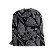 Leaves Flora Black White Nature Drawstring Pouch (xl)