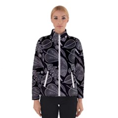 Leaves Flora Black White Nature Women s Bomber Jacket