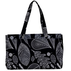 Leaves Flora Black White Nature Canvas Work Bag