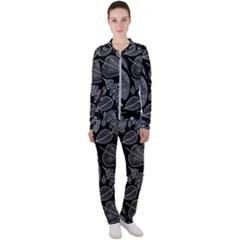 Leaves Flora Black White Nature Casual Jacket And Pants Set by Maspions