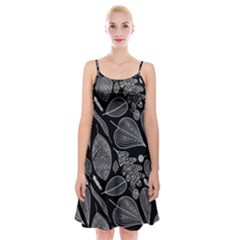 Leaves Flora Black White Nature Spaghetti Strap Velvet Dress