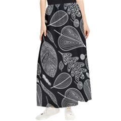 Leaves Flora Black White Nature Maxi Chiffon Skirt