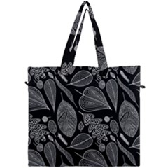 Leaves Flora Black White Nature Canvas Travel Bag