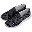 Leaves Flora Black White Nature Men s Lightweight Slip Ons View2