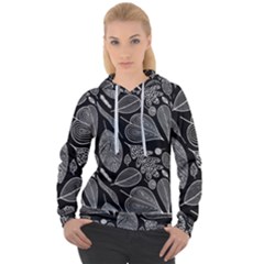 Leaves Flora Black White Nature Women s Overhead Hoodie by Maspions