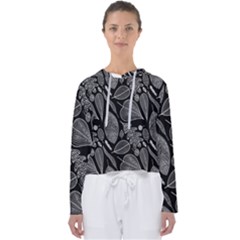 Leaves Flora Black White Nature Women s Slouchy Sweat by Maspions