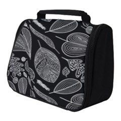 Leaves Flora Black White Nature Full Print Travel Pouch (small)