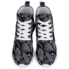 Leaves Flora Black White Nature Women s Lightweight High Top Sneakers