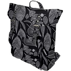 Leaves Flora Black White Nature Buckle Up Backpack by Maspions