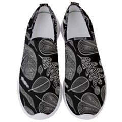 Leaves Flora Black White Nature Men s Slip On Sneakers