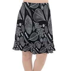 Leaves Flora Black White Nature Fishtail Chiffon Skirt