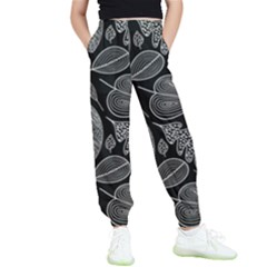 Leaves Flora Black White Nature Kids  Joggers