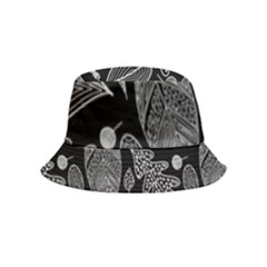 Leaves Flora Black White Nature Inside Out Bucket Hat (kids)