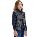 Leaves Flora Black White Nature Kid s Button Up Puffer Vest	 View2