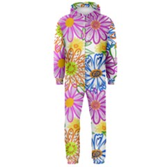 Bloom Flora Pattern Printing Hooded Jumpsuit (men)