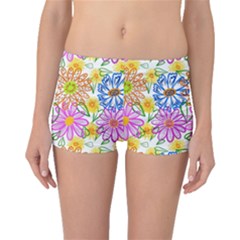 Bloom Flora Pattern Printing Boyleg Bikini Bottoms