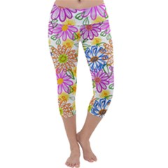 Bloom Flora Pattern Printing Capri Yoga Leggings