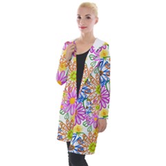 Bloom Flora Pattern Printing Hooded Pocket Cardigan