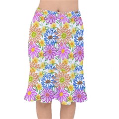 Bloom Flora Pattern Printing Short Mermaid Skirt by Maspions