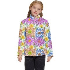 Bloom Flora Pattern Printing Kids  Puffer Bubble Jacket Coat