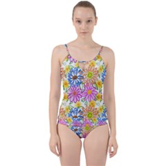 Bloom Flora Pattern Printing Cut Out Top Tankini Set